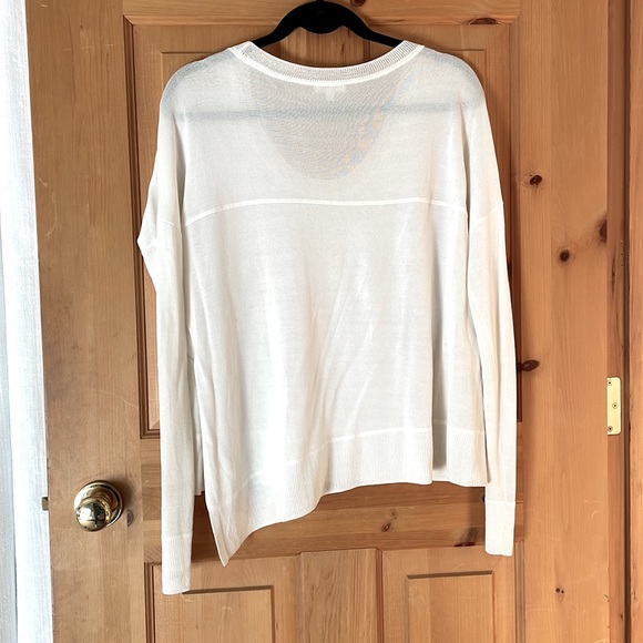 Aritzia Wilfred Light Knit Sheer Asymmetrical White Sweater, size M - Picture 5 of 6